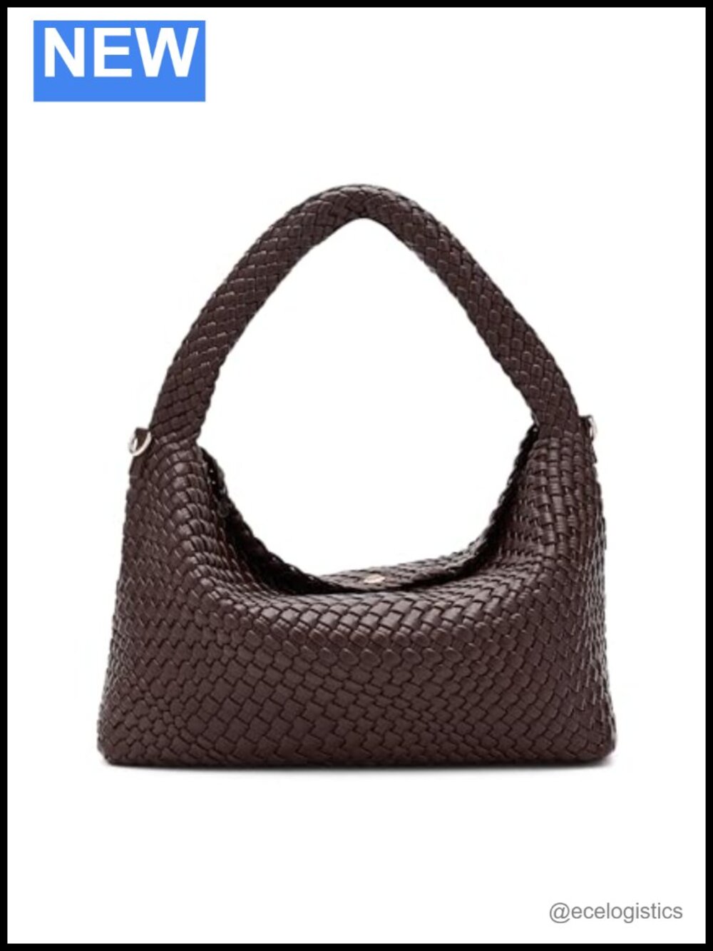 Faux Leather Artisan Weave Shoulder Bag Adjustable Snap Closure